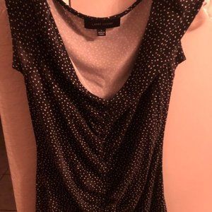 Larry Levine Black Polka Dot flutter sleeved Top Size S - Brand new
